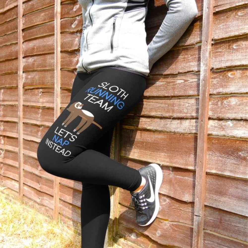 You Statement Sloth Running Team Fitness Leggings